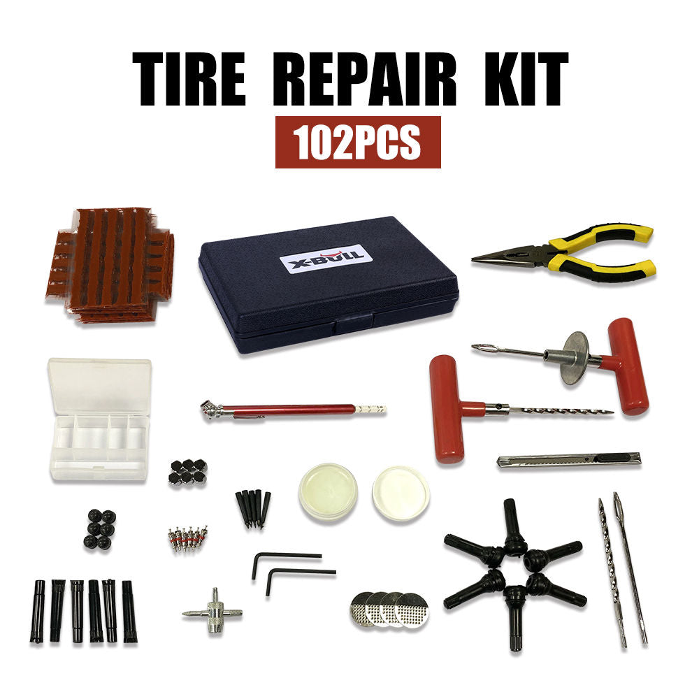 68pc DIY Flat Tire Repair Kit - Plugs, Patches, Tools For Car Truck Motorcycle